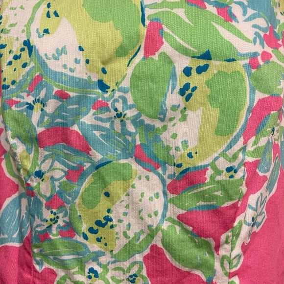 LILLY PULITZER Pink Lemonade Delia Shift Dress Lime Lemon Print Size 0 - Picture 4 of 8